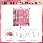 24PCS Pink Shimmer Wall Backdrop, Square Sequin Photo Backdrops Panel, Glitter Wall Background for Birthdays, Weddings, Graduation, Engagements, Disco Bachelorette Party Decoration (4FTx6FT)