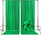 10ft x 10ft Green Backdrop Curtains for Parties, Fabric Satin Background Curtain with Rod Pockets for Weddings, Birthday, Baby Shower, Photography, Graduation Party Backdrop Drapes, 2 Panels