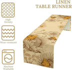 Vintage Bee Table Runner, Rustic Retro Wildflowers Print Home Farmhouse Table Cover for Party Indoor Outdoor Decoration Kitchen Dining Table Decor, 13x70inch
