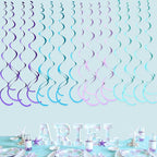 36 Pcs Mermaid Hanging Swirl Decorations Teal Purple Felt Swirl Streamer Spiral Ceiling Decorations Garland for Little Mermaid Under The Sea Birthday Wedding Bridal Shower Baby Shower Party Supplies