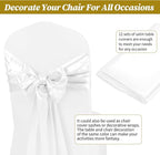 12 Pack White Satin Table Runner 12 x 108 inch Long Premium Smooth Table Runner for Wedding, Banquets, Birthday, Party, Graduation, Engagements,Table Runners fit Rectangle and Round Table