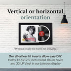 Creative Picture Frames 16" x 24" Jukebox Vinyl Frame Display with Double Black-White Matting, LP Record Album Frame for Wall Decor, Black/White, 1 Count