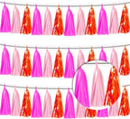 3P Hot Pink Orange LightPink Metallic Fringe Banner Garland Foil Tinsel Streamer Backdrop Banners for Parties, Wall Hanging Curtain Parade Floats,Graduation Decorations, Wedding Party Decoration