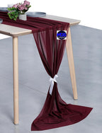 MDS Halloween Chiffon Table Runner - 25 Pack, 29 x 170 Inches, 14ft Each - Sheer Spooky Table Runners for Haunted House Parties, Trick-or-Treat Tables, Witchy Décor, Wedding & Events - Burgundy