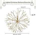Christmas led Sparkle Ball Hanging Outdoor décorations -Haning Twig Ball,Snowflake Ornament Lights Indoor Outdoor Festive Holiday Décor 24Inch (Warm White)