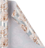 WRAPAHOLIC 30 Inch Jumbo Reversible Floral Wrapping Paper - 30 Inch X 33 Feet - Siver Floral Design for Wedding, Birthday, Mothers Day, Baby Shower, Anniversary, Bridal Shower