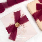 Ribbli Burgundy Chiffon Silk Ribbon, 1.5 inch x 30 Yard, Handmade, Fringe, Wedding Invitations, Gift Wrapping, Bridal Bouquets, Flower Arrangement
