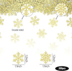 200PC Snowflake Party Decorations Gold Glitter Christmas Confetti Paper Snowflakes Table Confetti For Winter Holiday Birthday Baby Shower Party Decor