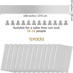 Aneco 12 Pack Satin Table Runner 12 x 108 Inch Light Silver Long Wedding Satin Silk Table Runner for Wedding Banquet Graduations Birthday Party Decoration