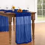 Royal Blue Cheesecloth Table Runner Blue 6 Pack Fall Table Runnerss Boho Gauze 120 Inches Fall Table Decorations for Thanksgiving Weddings Bridal Baby Shower Birthday Parties Decor