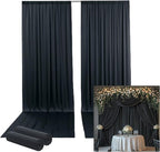 10ftx15ft Wrinkle Free Black Backdrop Curtain, 2 Panels 15FT Height Black Wedding Backdrop Drapes, Silky Polyester Back Drop Cloth for Birthday Photography Background Party Backdrop Draping