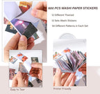 12 Sets 600 Sheets Washi Stickers for Journaling, Daily Quote Flower Nature Travel Stickers Vintage Aesthetic Scrapbook Sticker Set for Bullet Journal Art Diary Card Craft Gifts Planner Notebook