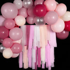 PartyWoo Pink Crepe Paper Streamers 4 Rolls 328 ft Pack of Dusty Pink Crepe Paper for Baby Shower Bridal Shower Gender Reveal Bachelorette Birthday Party Decorations (1.8 Inch x 82 Ft/Roll), Red-806