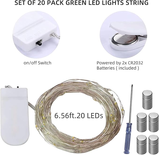 LAMPHOME 20 Pack Fairy Lights Battery Operated String Lights, 20 LED on 6.6FT Silvery Copper Wire, Firefly Fairy String Lights for Wedding Party Mason Jar Christmas Decoration(Warm White)