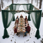 VOK Dark Green Wedding Arch Draping Fabric Chiffon Fabric, 29in x 18Ft 2 Panels Sheer Chiffon Outdoor Curtain for Wedding Ceremony Birthday Party Decoration (Dark Green,2 Panel)