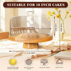 Acacia Wood Cake Stand with Lid, 12" Glass Cake Stand with Dome Cake Holder, 2-in-1 Dessert Table Display Set & Charcuterie Board for Weddings, Parties, Bakeries