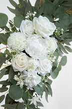 Artificial Flower Swag Set of 2 for Wedding Welcome Signs Floral Decorations, White Wedding Arch Flowers for Wedding Ceremony