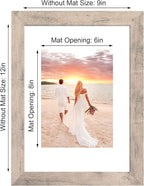 9x12 Picture Frame Set of 4 with Tempered Glass, Smoke Gray Frame Display 6x8 Pictures with Mat or 9 x 12 Without Mat, Rustic Wodd Photo Frames for Wall Mount and Tabletop Display