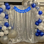 Poise3EHome 8FT x 8FT Silver Sequin Photography Backdrop Curtain for Party Decoration, Silver
