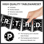 123pcs 13th Party Decorations,13th Silver Black Birthday Banner,Flags,Paper,cups,Straws,Forks,Cake Toppers,Dessert plates,Tablecloths and dinner plates,Officially a Teenager 13th Birthday Supplies