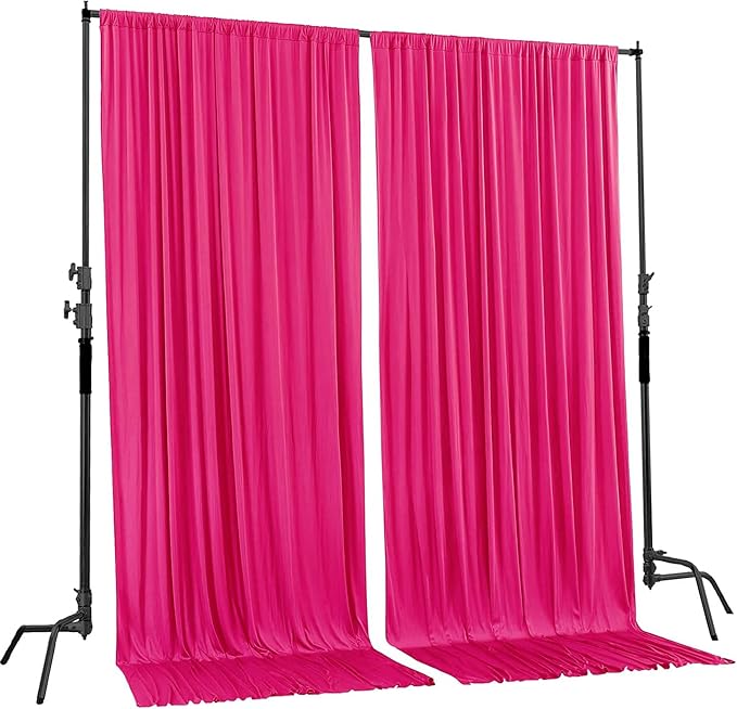 AK TRADING CO. 10 feet Wide x 12 feet Long IFR Polyester Backdrop Drapes Curtains Panels with Rod Pockets - Wedding Ceremony Party Home Window Decorations - Fuchsia