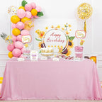 QueenDream Pink Tablecloth 90 x 156 Inch Sequin Tablecloth for Party Decorations Glitter Tablecloth for Bridal Baby Shower Wedding