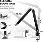 SUNMON Mic Stand Boom Arm - Microphone Arm Compatible with HyperX QuadCast, 360° Rotation Microphone Stand, Weighted Metal Mic Boom Arm for HyperX QuadCast,Blue Yeti,Shure MV7,Rode and Most Gaming
