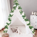 U'Artlines 3 Pack Artificial White Rose Vines Floral Garlands Total 19.5 Ft Fake Vine Silk Flower Garland for Indoor Outdoor Home Wedding Arch Garden Wall Decoration