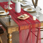 Artoid Mode Pearl Red Gauze Table Runner 120 Inch 10FT, Seasonal Sheer Dining Holiday Wedding Birthday Baby Shower Table Decor for Home Party