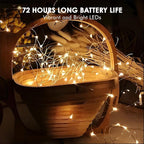 12 Pack Fairy Lights Battery Operated String Lights，7FT 20LED Waterproof Silver Wire Christmas Lights Outdoor,Firefly Mini Lights for Bedroom Party Birthday Wedding Home Decor