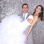 JYFLZQ Silver Sequin Backdrop Curtains 6ft x 8ft 1 Panel Glitter Photo Booth Backdrops Sparkly Photography Background Drapes for Parties Wedding Bridal Showers