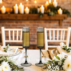 12 Pieces Black Champagne Flutes 6 OZ Straight Sided Wine Glasses Champagne Long Stem Drinking Colored Glasses,Set of 12 Hand Blown Champagne Flutes Goblets for Wedding Cocktail Cups,Cava, Prosecco