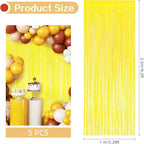 5 Pack Yellow Foil Curtain Backdrop 3.2ft x 8.2ft Tinsel Foil Fringe Curtains Macaron Photo Booth Streamer Backdrop for Party Decorations Birthday Baby Shower Bachelorette Holiday Decor (Yellow)