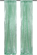 Poise3EHome Mint Green Sequin Backdrop Curtain,4 Panels 2FTx8FT Glitter Background for Party Birthday Party Baby Shower Wedding Christmas Thanksgiving Halloween Holiday Festival Decor