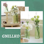 12Pcs Bud Vases Set, Glass Flower Vase for Centerpieces, Small Vases for Flowers, Decor Centerpiece for Bathroom, Decorative Vases for House Warming(Green)