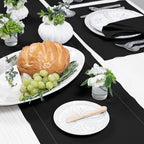 Solino Home Linen Black Table Runner 156 Inches Long - 100% Pure Linen Extra Long Table Runner 14 x 156 Inch for Fall, Autumn, Halloween - Classic Hemstitch