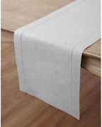 Solino Home Linen Soft Grey Table Runner 72 Inches Long - 100% Pure Linen Hemstitch Table Runner 14 x 72 Inch for Dresser, Dining, Fall, Autumn, Halloween, Thanksgiving, Christmas - Classic Hemstitch