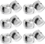 Farmlyn Creek Silver Napkin Rings Set of 12-1.8 in Round Polished Zinc, Bulk Napkin Ring Holders for Cloth & Paper - Table Decor for Weddings & Parties