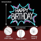 Happy Birthday Neon Sign Dimmable Celebrate Birthday Neon Light Powered by USB Gleaming LED Happy Birthday Lignt Up Sign for Birthday Paty Decoration Bedroom Birthday Gifts(16.7”*12.8”)