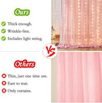 Wish Care 10ft x 10ft Baby Pink Chiffon Backdrop Curtain with Lights String for Parites Wedding Wrinkle Free Curtain Photo Backdrops Drapes for Baby Shower Birthday Party Home Decorations