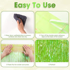 2 Pack Green Iridescent Tinsel Foil Fringe Curtains, Neon Party Decorations, Metallic Tinsel Party Streamers Backdrop for Birthday Baby Shower Halloween Wedding Party Decorations
