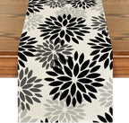 Artoid Mode Black Dahlia Floral Pinnata Halloween Table Runner, Fall Autumn Kitchen Dining Table Decoration for Home Party Decor 13x36 Inch