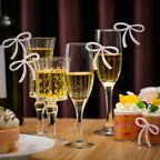 50 Pcs Bows Drink Tags Coquette Bow Wine Glass Charms Acrylic Bowknot Drink Tag for Bachelorette Birthday Wedding Coquette Tasting Party Decor Accessory(White)