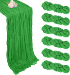 6 Pack Green Cheesecloth Christmas Table Runner 10ft Boho Gauze Fabric Cheese Cloth Table Runner 35 x 120 Inch Rustic Sheer Runner for Romantic Wedding Decor Baby Shower Party Centerpiece Decoration