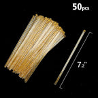 50-PCS Gold Glitter Plastic Swizzle Sticks, Crystal Cake Pops, Cocktail Coffee Drink Stirrers, Lolipop Stick for Christmas Party, 7.24 Inch