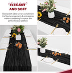 Aktor 12 Pack Black Table Runner Boho Cheesecloth Table Runner Semi Sheer Gauze Fabric Runners for Wedding Birthday Baby Shower Party Boho Table Decoration（Black）