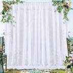 PARTISKY 10x10ft White Chiffon Sheer Backdrop Curtains (2 Panels 5x10ft Each) -Wrinkle-Free Drapes for Wedding, Birthday Party & Photography Stage Decor