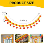 5 Pcs Diwali Artificial Marigold Garland with Pearls Decor, 4.5 Feet Artificial Marigold Flowers for Indian Pooja Diwali Home Mantle Decor Long Strands for All Year Decoration (Yellow＆Orange&Red)