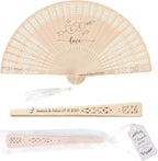 100 PCS Custom Fans Personalized Folding Fans for Line Dancing Wooden Hand Fan Wedding Favors Bulk Fans for Guests Party Event Use (Style05)