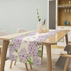Watercolor Hydrangea Flower Table Runner, Spring Summer Seasonal Plants Butterfly Pink Lavender Dinner Runner for Home Kitchen Dining Table Party Holiday Decoration 13"x90"
